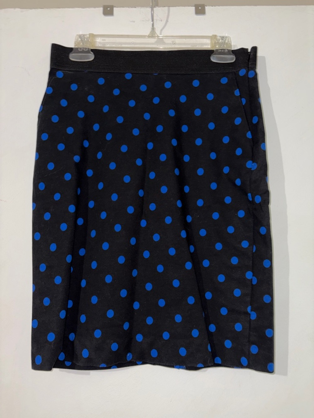 Investments Black Pencil Skirt with Blue Polka Dots